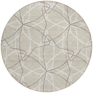 Homeroots 3' Geometric Washable Area Rug For Indoor & Outdoor Use - Stylish & Durable For High Traffic Areas Beige Polyester 612985
