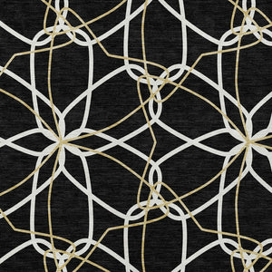 Homeroots 3' Geometric Washable Area Rug For Indoor & Outdoor Use - Stylish & Durable For High Traffic Areas Black Polyester 612992