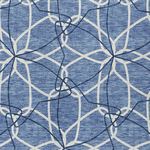 Homeroots 3' Geometric Washable Area Rug For Indoor & Outdoor Use - Stylish & Durable For High Traffic Areas Denim Blue Polyester 612998