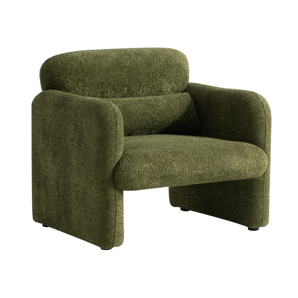English Elm Best-selling Boucle Cloud Chair Curved Plush Upholstered Armchair with Lumbar Pillow Included Green W1765P334056