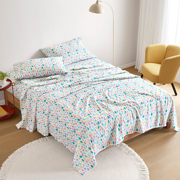 JLA Home Intelligent Design - 100% Cotton Flannel Sheet Set – Ultra-Soft 135gsm Pigment Print for Warmth, Breathable Comfort & Lasting Color White Holiday Trees ID20-2446