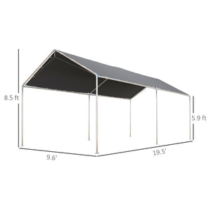 English Elm Outsunny 10x20 Foot Galvanized Steel Carport Outdoor Vehicle Canopy with Anchor Kit W2225P217044