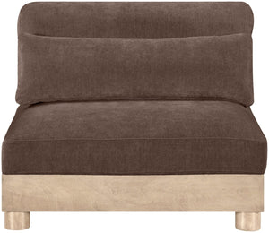 Meridian Furniture Turin Chenille Armless Modular Chair Art Deco Oak Frame Plush Living Room Seating Brown 612 612Brown-Armless