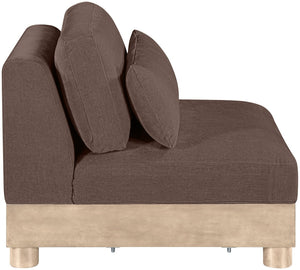 Meridian Furniture Turin Chenille Armless Modular Chair Art Deco Oak Frame Plush Living Room Seating Brown 612 612Brown-Armless