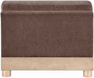 Meridian Furniture Turin Chenille Armless Modular Chair Art Deco Oak Frame Plush Living Room Seating Brown 612 612Brown-Armless