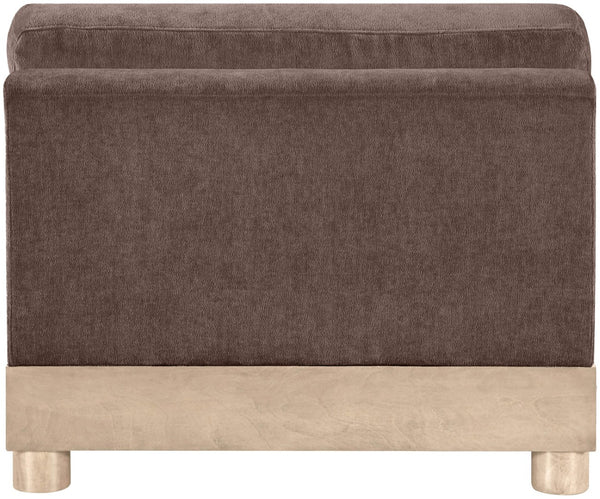 Meridian Furniture Turin Chenille Armless Modular Chair Art Deco Oak Frame Plush Living Room Seating Brown 612 612Brown-Armless