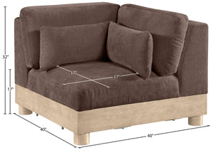 Meridian Furniture Turin Modular Corner Chair Art Deco Chenille Upholstery Low Profile Sectional Living Room Brown 612Brown-Corner