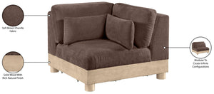 Meridian Furniture Turin Modular Corner Chair Art Deco Chenille Upholstery Low Profile Sectional Living Room Brown 612Brown-Corner