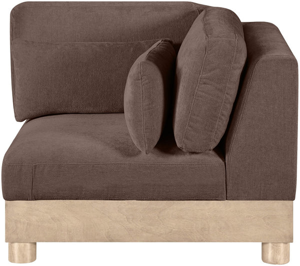 Meridian Furniture Turin Modular Corner Chair Art Deco Chenille Upholstery Low Profile Sectional Living Room Brown 612Brown-Corner