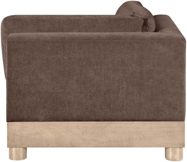 Meridian Furniture Turin Modular Corner Chair Art Deco Chenille Upholstery Low Profile Sectional Living Room Brown 612Brown-Corner