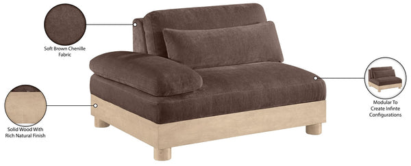 Meridian Furniture Turin Art Deco Modular Left Arm Chair Plush Chenille Upholstery for Living Room Sectionals Brown 612Brown-LAF