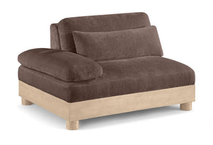 Meridian Furniture Turin Art Deco Modular Left Arm Chair Plush Chenille Upholstery for Living Room Sectionals Brown 612Brown-LAF
