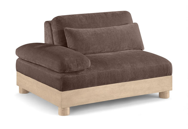 Meridian Furniture Turin Art Deco Modular Left Arm Chair Plush Chenille Upholstery for Living Room Sectionals Brown 612Brown-LAF
