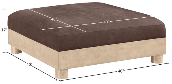 Meridian Furniture Turin Chenille Modular Ottoman Art Deco Low Profile Piece for Living Room Sectional Layouts Brown 612Brown-Ott