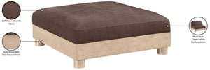Meridian Furniture Turin Chenille Modular Ottoman Art Deco Low Profile Piece for Living Room Sectional Layouts Brown 612Brown-Ott