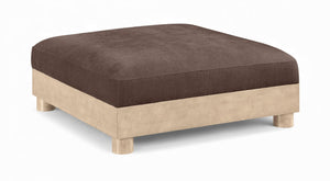 Meridian Furniture Turin Chenille Modular Ottoman Art Deco Low Profile Piece for Living Room Sectional Layouts Brown 612Brown-Ott