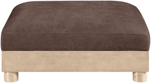 Meridian Furniture Turin Chenille Modular Ottoman Art Deco Low Profile Piece for Living Room Sectional Layouts Brown 612Brown-Ott