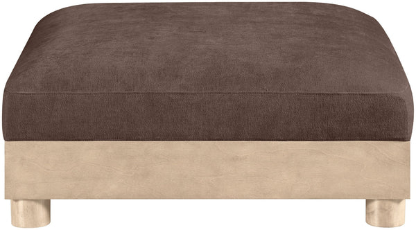 Meridian Furniture Turin Chenille Modular Ottoman Art Deco Low Profile Piece for Living Room Sectional Layouts Brown 612Brown-Ott