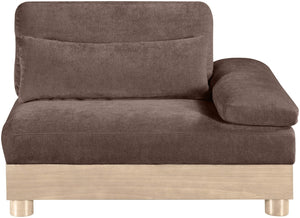 Meridian Furniture Turin Chenille Upholstered Modular Right Arm Chair Art Deco Low Profile Living Room Seat Brown 612 612Brown-RAF