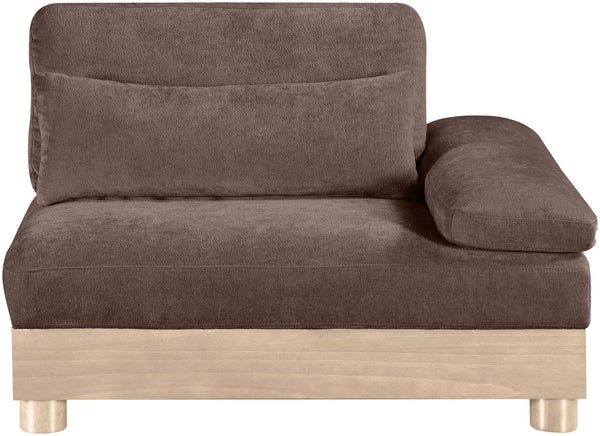 Meridian Furniture Turin Chenille Upholstered Modular Right Arm Chair Art Deco Low Profile Living Room Seat Brown 612 612Brown-RAF