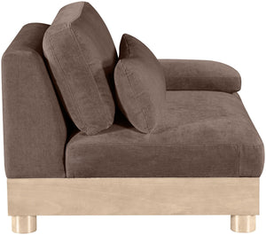 Meridian Furniture Turin Chenille Upholstered Modular Right Arm Chair Art Deco Low Profile Living Room Seat Brown 612 612Brown-RAF