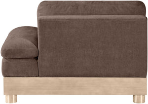 Meridian Furniture Turin Chenille Upholstered Modular Right Arm Chair Art Deco Low Profile Living Room Seat Brown 612 612Brown-RAF
