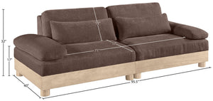 Meridian Furniture Turin Modular Sofa Plush Chenille Upholstery Oak Legs Art Deco Living Room Seating 612Brown-S2A