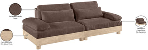 Meridian Furniture Turin Modular Sofa Plush Chenille Upholstery Oak Legs Art Deco Living Room Seating 612Brown-S2A