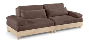 Meridian Furniture Turin Modular Sofa Plush Chenille Upholstery Oak Legs Art Deco Living Room Seating 612Brown-S2A
