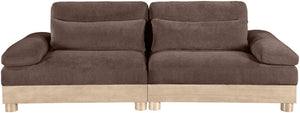 Meridian Furniture Turin Modular Sofa Plush Chenille Upholstery Oak Legs Art Deco Living Room Seating 612Brown-S2A