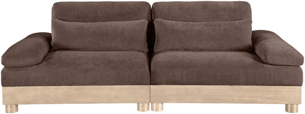 Meridian Furniture Turin Modular Sofa Plush Chenille Upholstery Oak Legs Art Deco Living Room Seating 612Brown-S2A