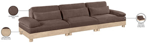 Meridian Furniture Turin Three Piece Modular Sofa with Plush Chenille and Art Deco Low Profile Design 612Brown-S3A