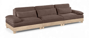 Meridian Furniture Turin Three Piece Modular Sofa with Plush Chenille and Art Deco Low Profile Design 612Brown-S3A