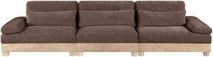 Meridian Furniture Turin Three Piece Modular Sofa with Plush Chenille and Art Deco Low Profile Design 612Brown-S3A