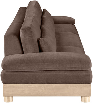 Meridian Furniture Turin Three Piece Modular Sofa with Plush Chenille and Art Deco Low Profile Design 612Brown-S3A