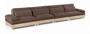Meridian Furniture Turin Four Piece Modular Sectional Plush Chenille Low Profile Art Deco Living Room Sofa 612Brown-S4A
