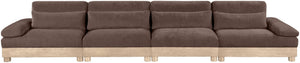 Meridian Furniture Turin Four Piece Modular Sectional Plush Chenille Low Profile Art Deco Living Room Sofa 612Brown-S4A