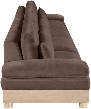 Meridian Furniture Turin Four Piece Modular Sectional Plush Chenille Low Profile Art Deco Living Room Sofa 612Brown-S4A