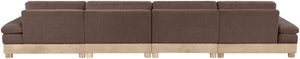 Meridian Furniture Turin Four Piece Modular Sectional Plush Chenille Low Profile Art Deco Living Room Sofa 612Brown-S4A