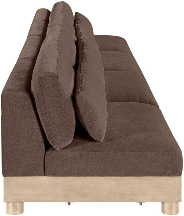 Meridian Furniture Turin Four Piece Modular Sofa Chenille Upholstered Low Profile Art Deco Living Room 612Brown-S4B
