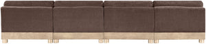 Meridian Furniture Turin Four Piece Modular Sofa Chenille Upholstered Low Profile Art Deco Living Room 612Brown-S4B