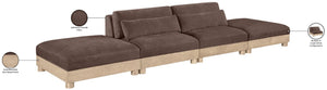 Meridian Furniture Turin Four Piece Modular Sofa Plush Chenille Upholstery Oak Frame Art Deco Living 612Brown-S4C