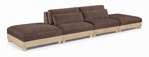 Meridian Furniture Turin Four Piece Modular Sofa Plush Chenille Upholstery Oak Frame Art Deco Living 612Brown-S4C