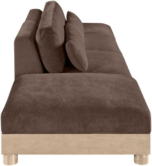 Meridian Furniture Turin Four Piece Modular Sofa Plush Chenille Upholstery Oak Frame Art Deco Living 612Brown-S4C