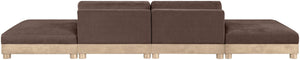 Meridian Furniture Turin Four Piece Modular Sofa Plush Chenille Upholstery Oak Frame Art Deco Living 612Brown-S4C