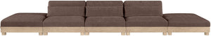 Meridian Furniture Turin Five Piece Modular Sectional Chenille Upholstered Low Profile Art Deco Sofa 612Brown-S5A