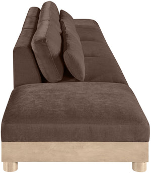 Meridian Furniture Turin Five Piece Modular Sectional Chenille Upholstered Low Profile Art Deco Sofa 612Brown-S5A