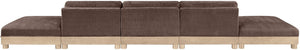 Meridian Furniture Turin Five Piece Modular Sectional Chenille Upholstered Low Profile Art Deco Sofa 612Brown-S5A