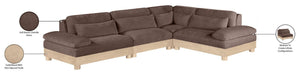 Meridian Furniture Turin Four Piece Modular Sectional Plush Chenille Oak Frame Art Deco Living Room 612Brown-Sec4A