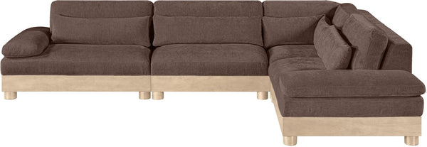 Meridian Furniture Turin Four Piece Modular Sectional Plush Chenille Oak Frame Art Deco Living Room 612Brown-Sec4A